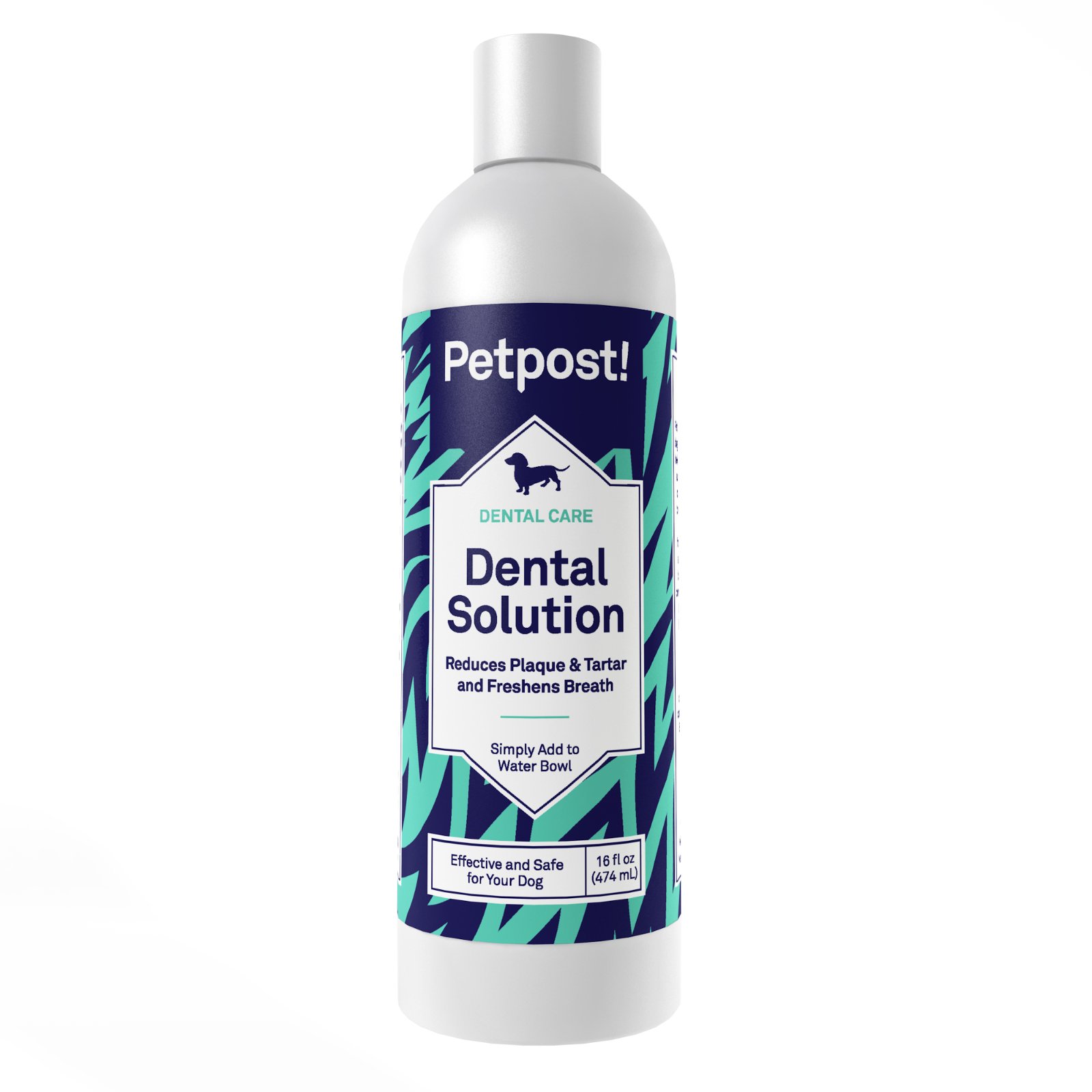 $18 Petpost Dental Solution for Dogs - Water Additive for Bad Breath & Plaque - Apple Peppermint & Spearmint - Brush-Free Daily Tooth Cleaning - 16 Oz