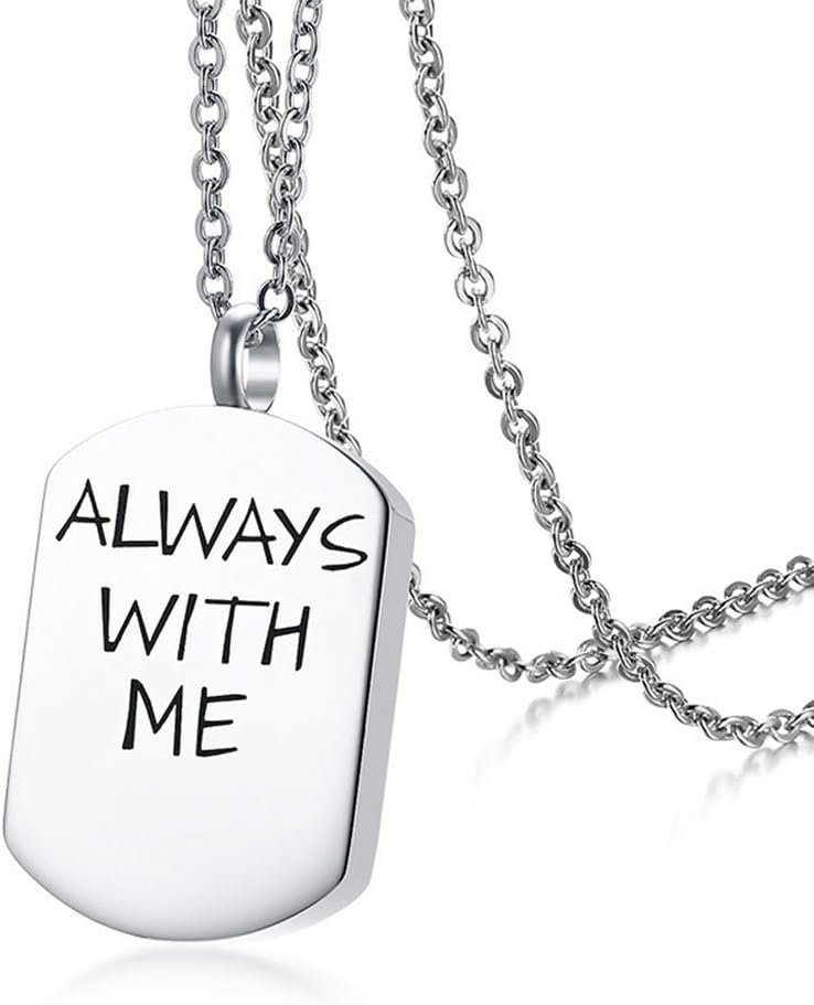 $20 TTVOVO Cremation Urn Necklace for Ashes Memorial Keepsake Ashes Holder Always with Me Carved Locket Charm Pendant Necklace for Men Women 316L Stainless Steel Remembrance Bereavement Waterproof Jewelry