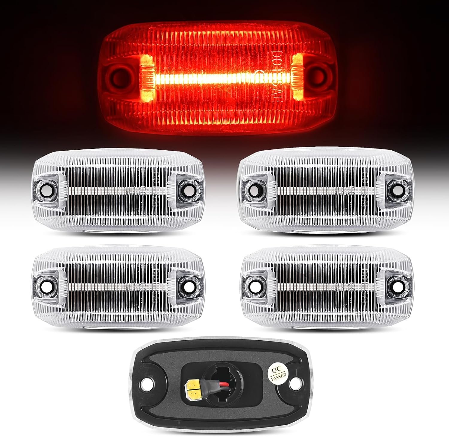 $21 KVR LED Roof Top Clearance Lights LED Roof Cab Marker Lights Fit for Dodge Ram 1500 2500 3500 2014-2020 (Transparent)