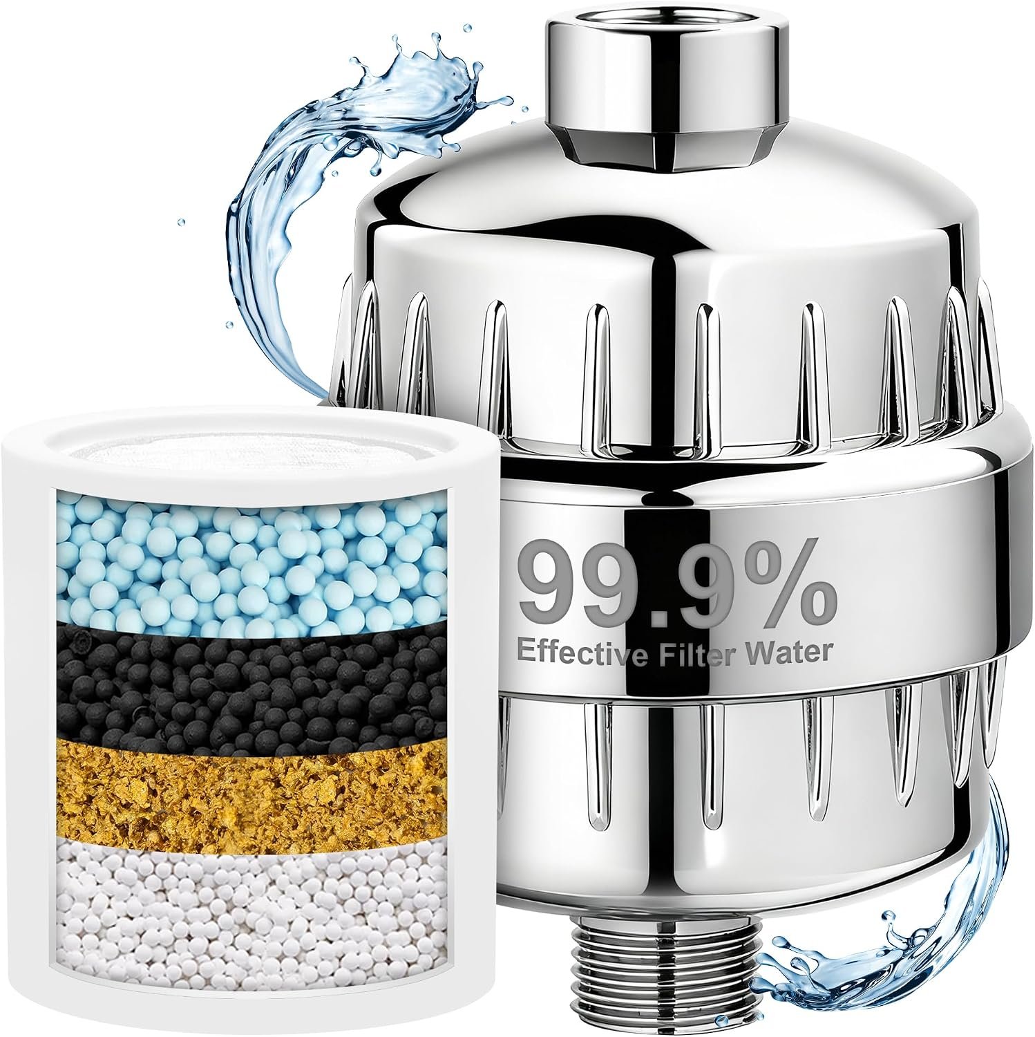 $11 Premium More Efficient Popular Shower Filter, High Revitalizing Shower Filter for Hard Water Remove Chlorine, and Dramatically Refresh Water Condition, Improve Your Skin and Hair, DSF001