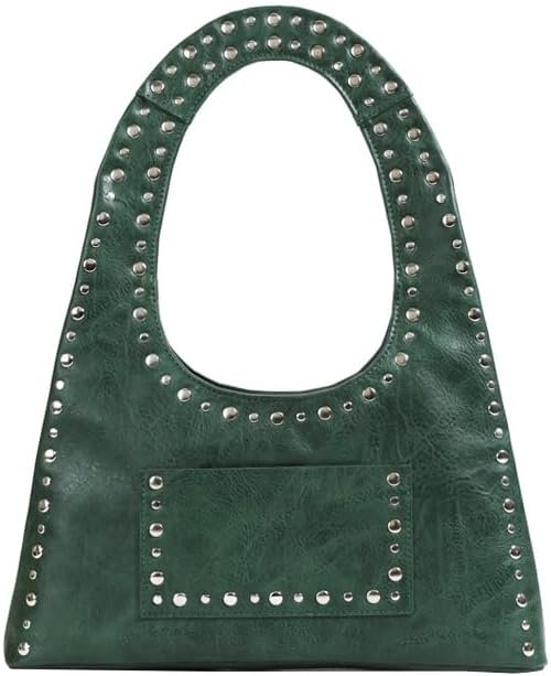 $29 Molodo PU Leather Hobo Bag for Women Vintage Studded Tote Bag Handbag Trendy Shoulder Bag Punk Streetwear Handbag Purse