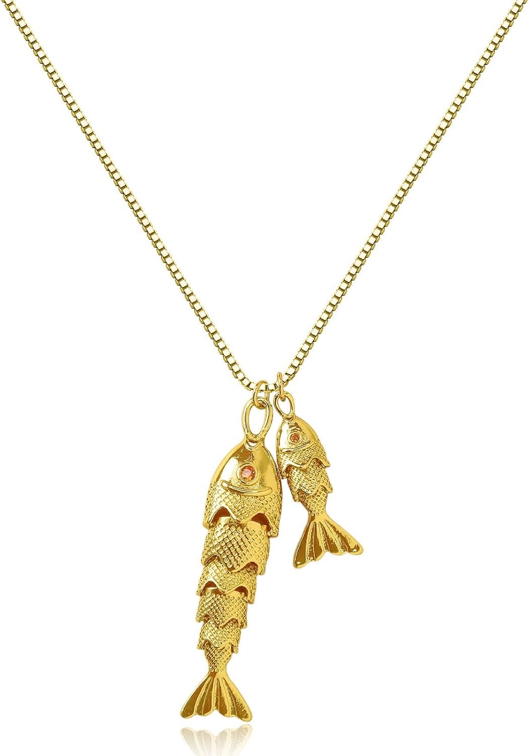 $10 Dainty Fish Pendant Necklace Beach Charm Chain Boho Ocean Small Fish Necklace Jewelry Summer Ocean Beach Trendy Choker for Women Vacation Everyday Wear Birthday Gifts