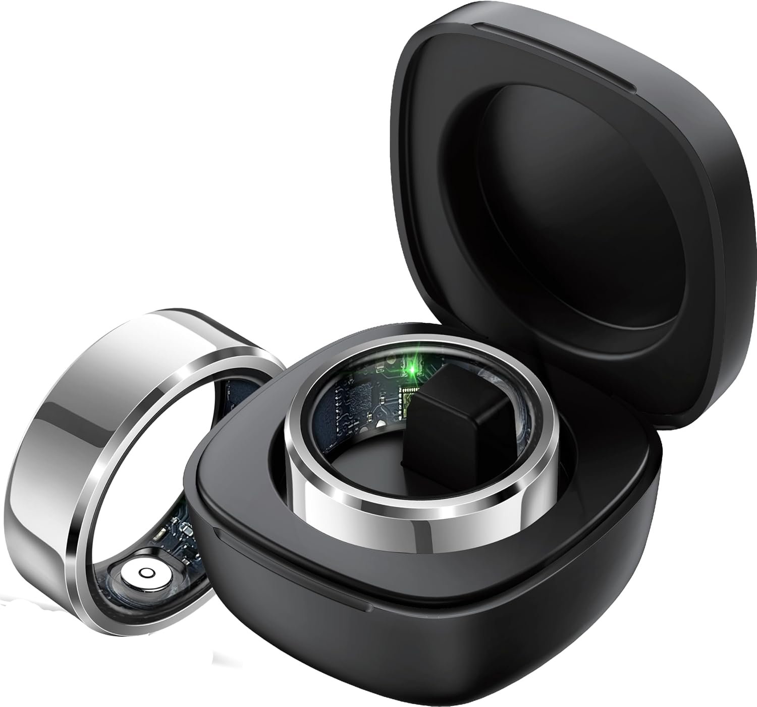 $40 Smart Ring black sz 8 Fitness Rings for Men Women, Fitness Tracker Heart Rate Blood Pressure Ring Sleep Tracker Calories Step Counter, Waterproof Health Smart Rings for Android iOS Phones