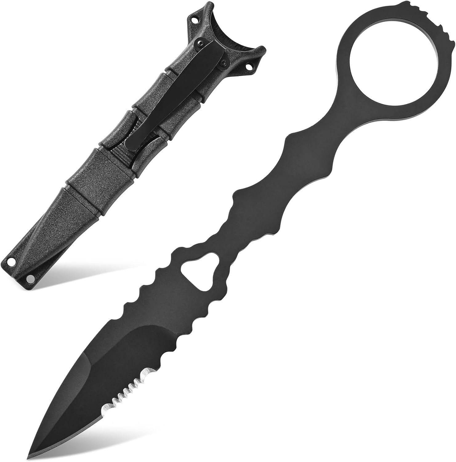 $16 Gtkii GTK397 Cool Fixed Knife D2 Steel Blade Stainless Steel Handle EDC Tool Knifes for Outdoor Camping Adventure Survival(A)