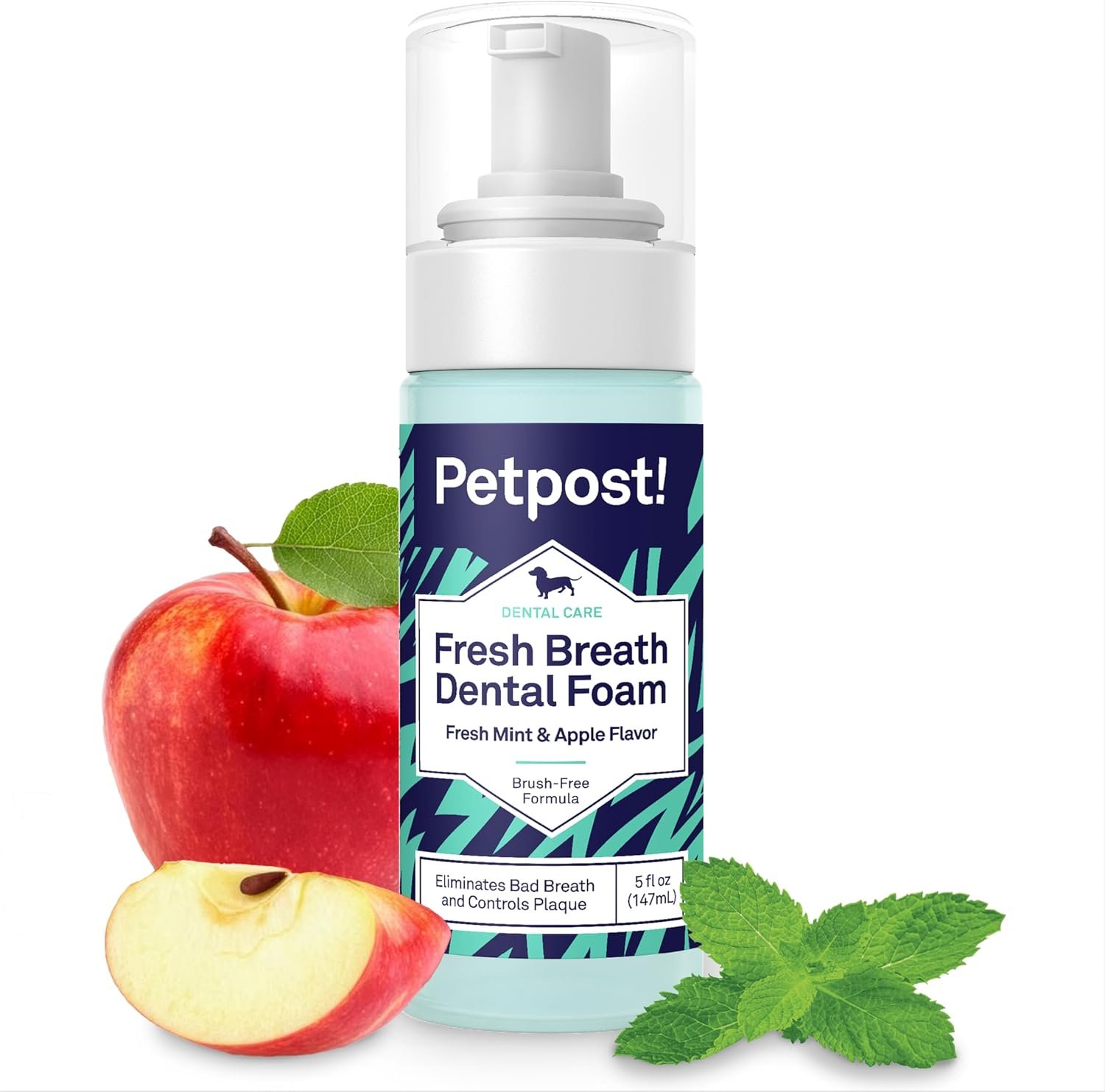 $17 Petpost | Fresh Breath Foam for Dogs - Mint & Apple Flavored Dental Solution that Eliminates Bad Breath - Natural Tooth Cleaning Treatment 5 oz.