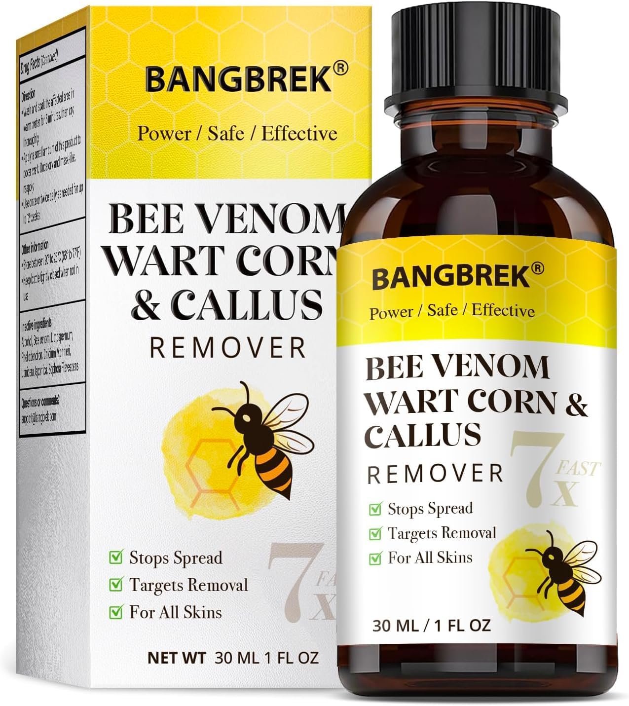 $21 Bee Venom Wart Remover: Fast Acting Wart Remover Freeze Off for Plantar Common Flat Wart Corn Callus Removers for Toes Feet - Maximum Strength Salicylic Acid Wart Corn Callus Removers (1 FL OZ))