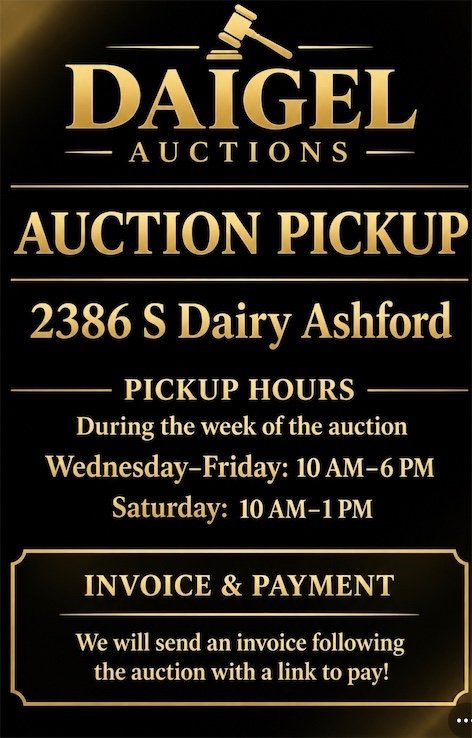 Auction address and pick up times