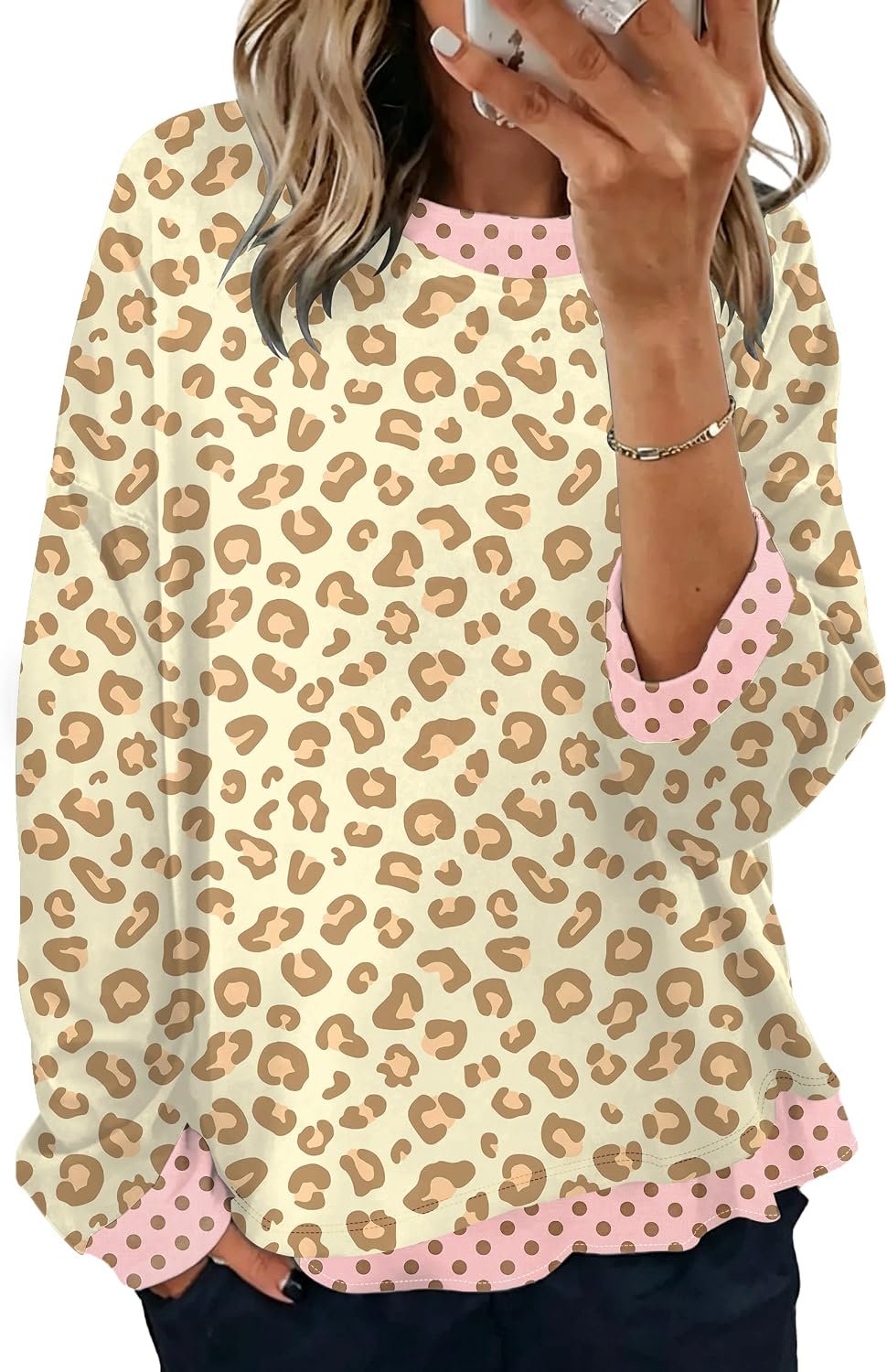 $20 Soesdemo sz large Women Oversized Sweatshirt Lightweight Long Sleeve layer Tops 2026