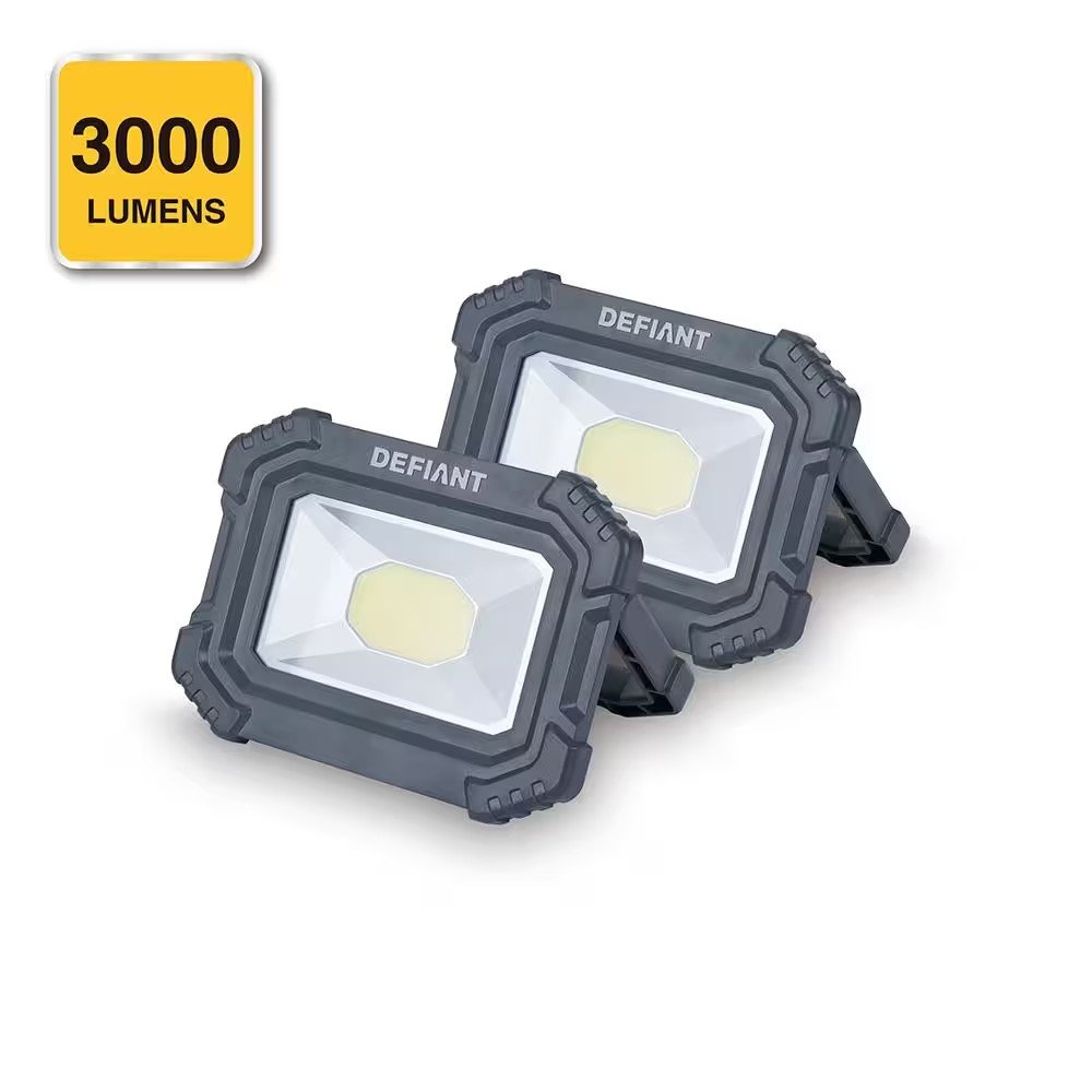 $30 Defiant 3000 Lumens Rechargeable Magnetic Utility Light With Power Bank (2-Pack )