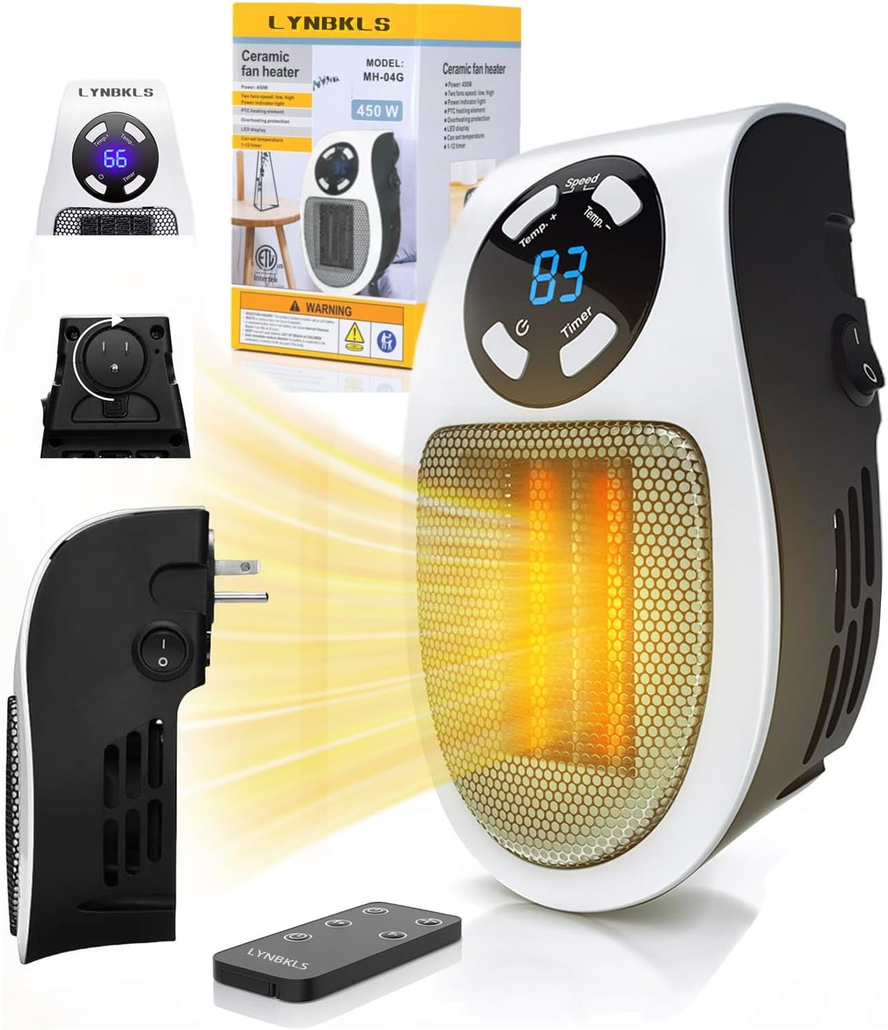 $27 Smart Plug in Heater for Indoor Use,450W Wall Outlet Space Heater