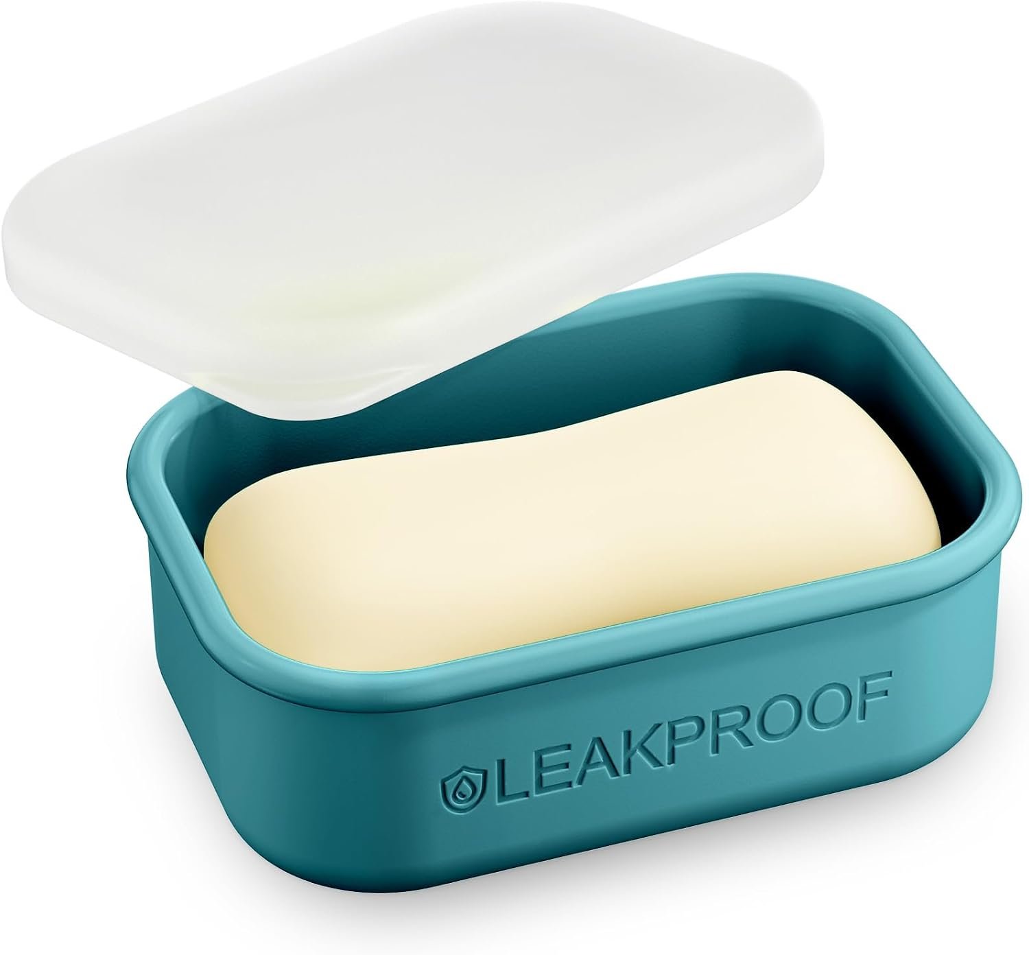 $8 Quatish Compact Leakproof Travel Soap Case, Silicone Soap Box with Draining Layer, Enhanced Soap Container, Suitable for Camping, Gym, Bathroom, Outdoor Essentials, Bluegreen