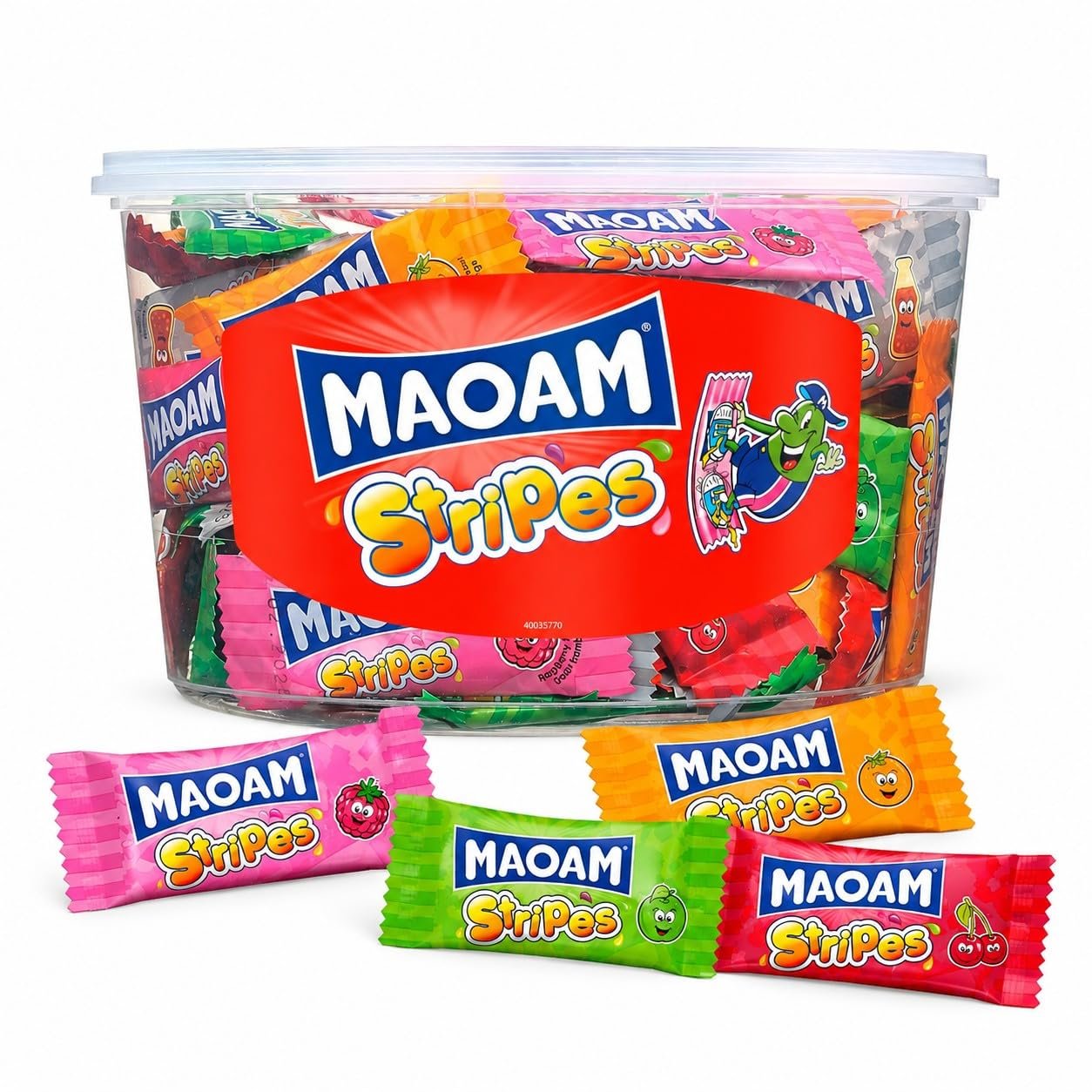 $18 Haribo Maoam Stripes I Pack of 100 Fruit and Cola flavored Chewy Candy Strips | Tub 700g 24 ounce