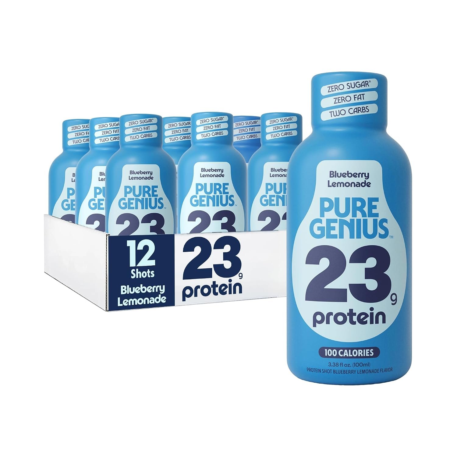 $48 Exp: 7/20/2028 Pure Genius 23g Protein Shot - 100 Calories, No Sugar, No Fat - 12 Shots