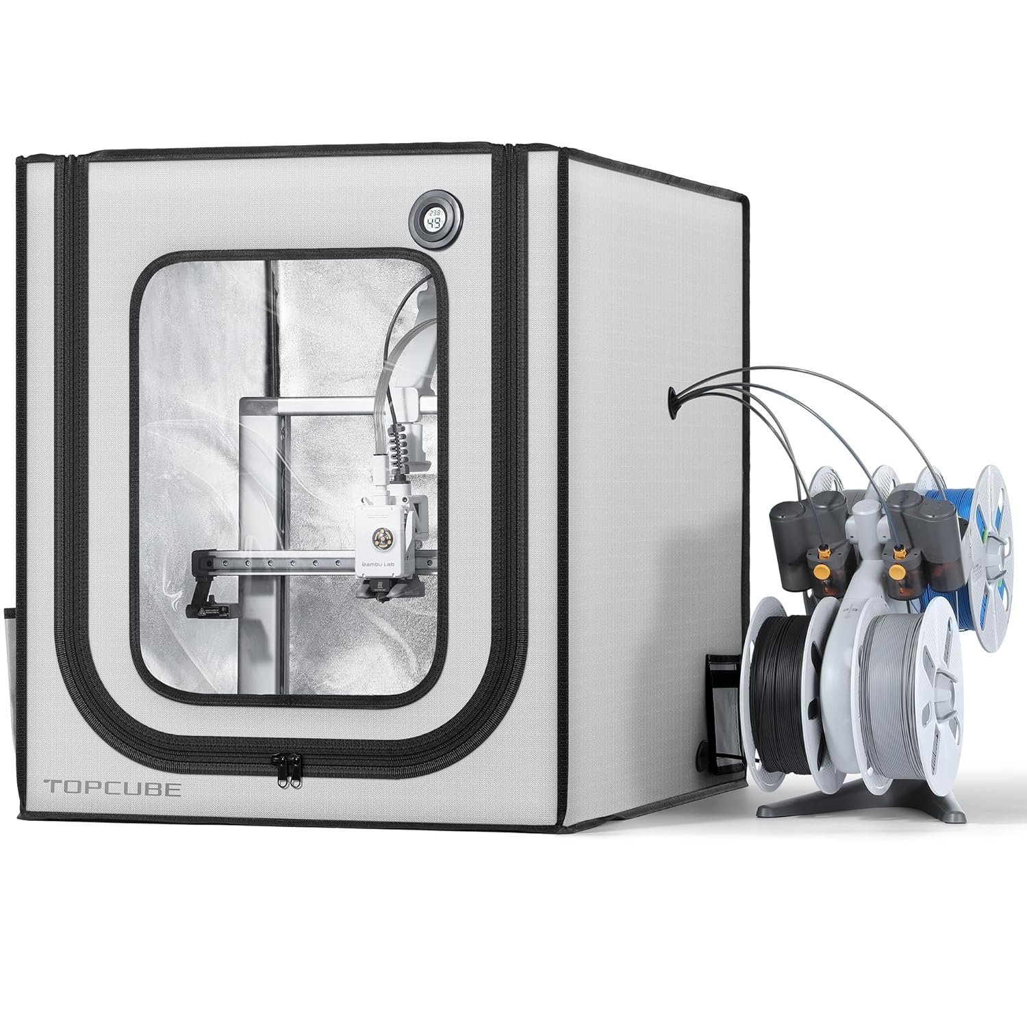 $43 TOPCUBE 3D Printer Enclosure for Bambu Lab A1 with LED Light Grey