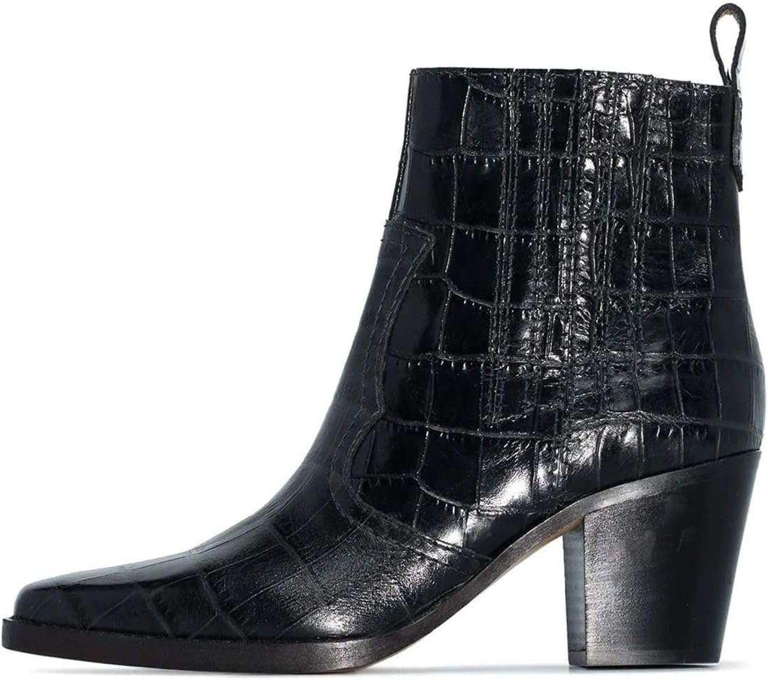$90 Sz 9.5 Women Mid Chunky Block Heel Chelsea Ankle Boot Square Toe Slip On Winter Fall Comfortable Booties Formal Casual Dress Shoes Size 4-15 US