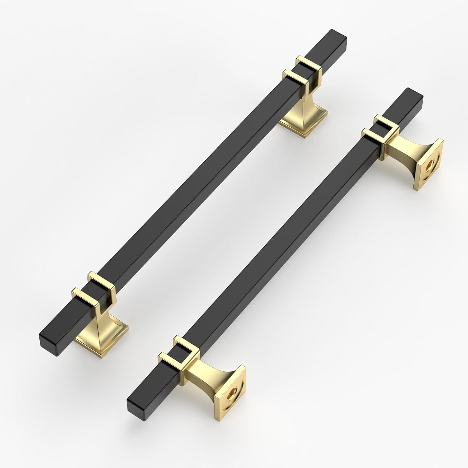 $43 10 Pack 6.3 Inch(160mm) Cabinet Pull Black and Gold Kitchen Cabinets Handles Matte Black Drawer pulls for Cupboard Square Black Handles for Cabinets