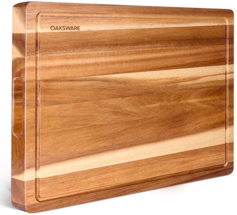 $27 OAKSWARE 16.5" x 13" Acacia Wood Cutting Board, Kitchen Prep Station