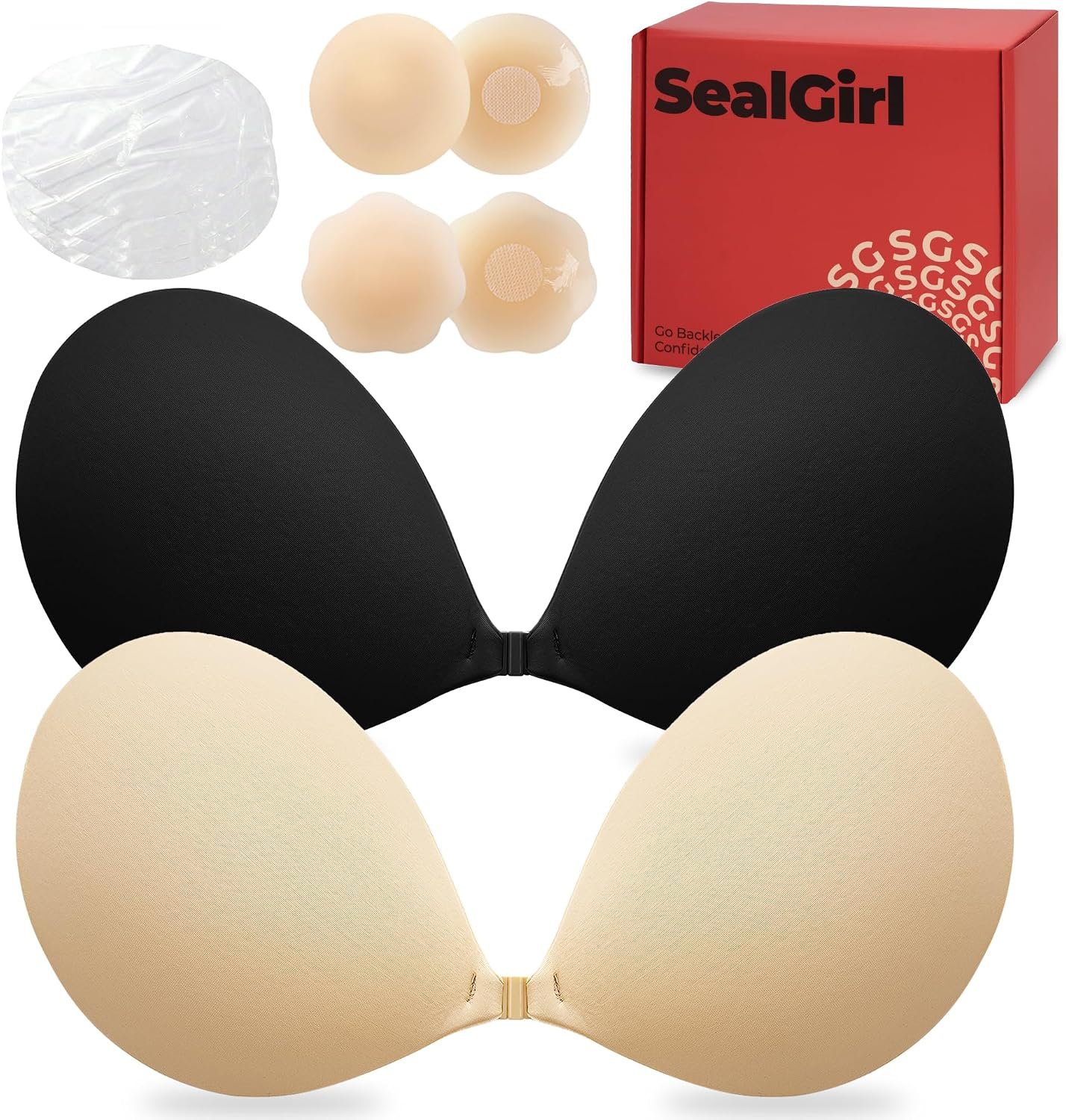 $20 Sticky Bra Push Up - 2 Pairs Backless Strapless Bra Invisible Adhesive Bras for Wedding Prom with Nipple Pasties