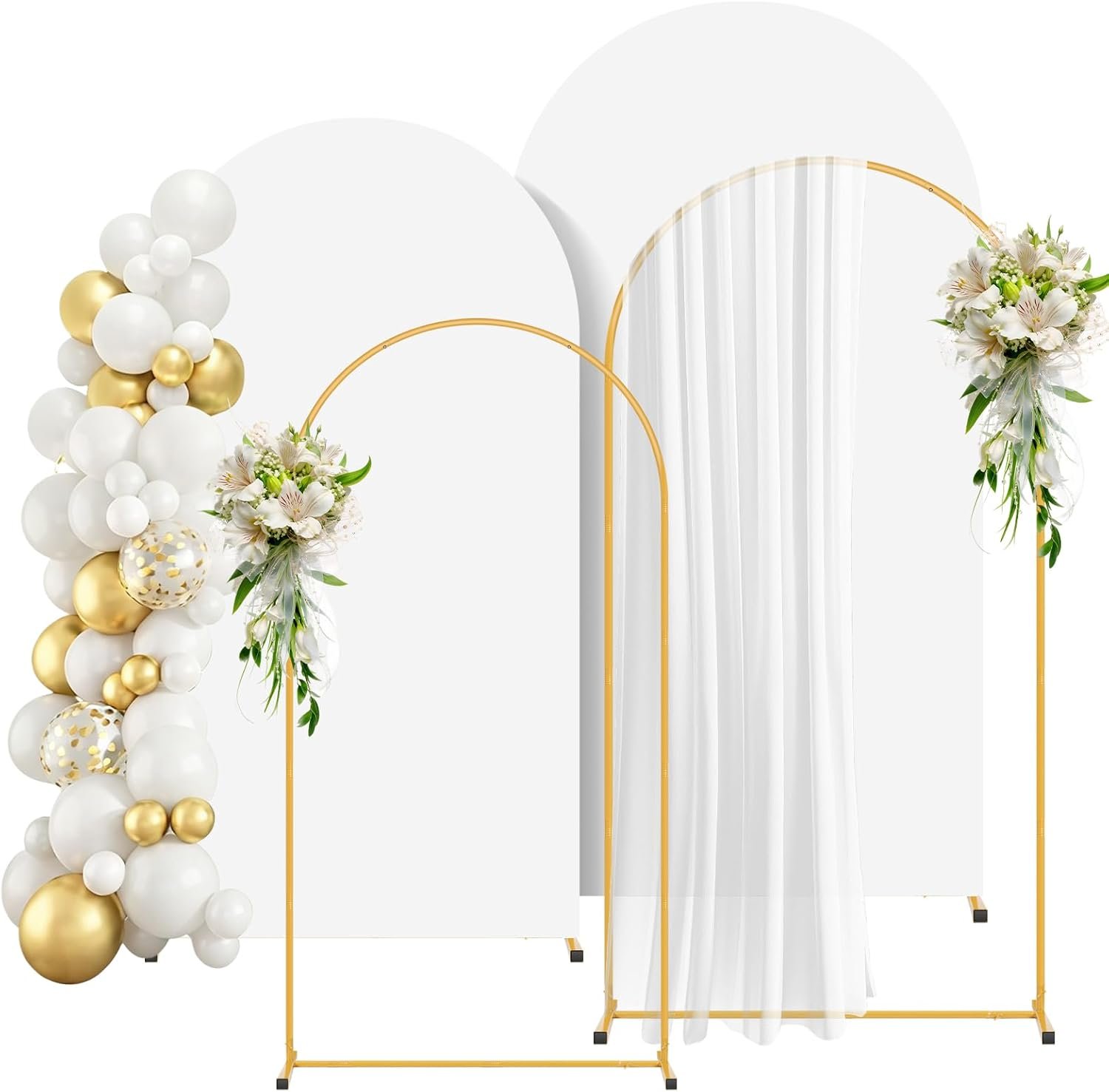 $58 2 Pack Arch Backdrop Stand and Cover Set (7.2FT/6FT), Balloon Arch Stand