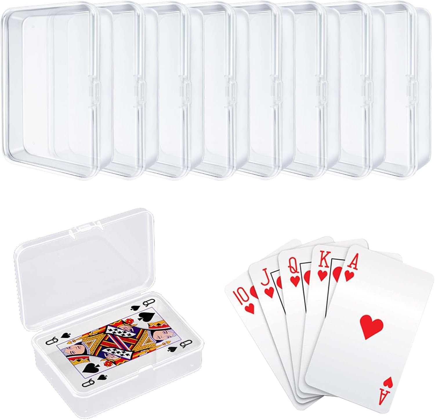 $13 IOKUKI 8 Pcs Blank Playing Card Case, Clear Plastic Playing Game Card Storage Box Holder for Bank/Business/Game/PTCG Cards Not for Uno