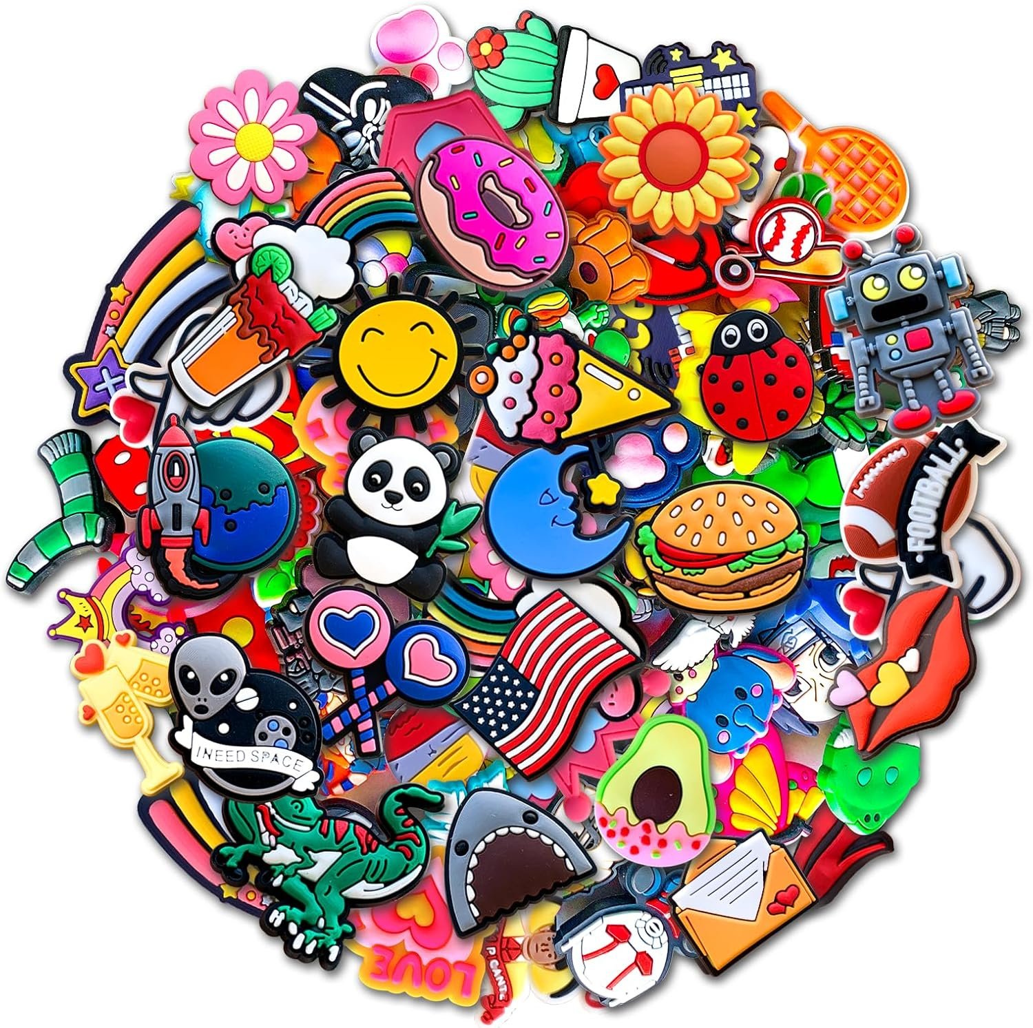 $9 30 pcs Random Shoe Charms for Clog Decoration, Cute Cartoon Charms Accessories for Gift
