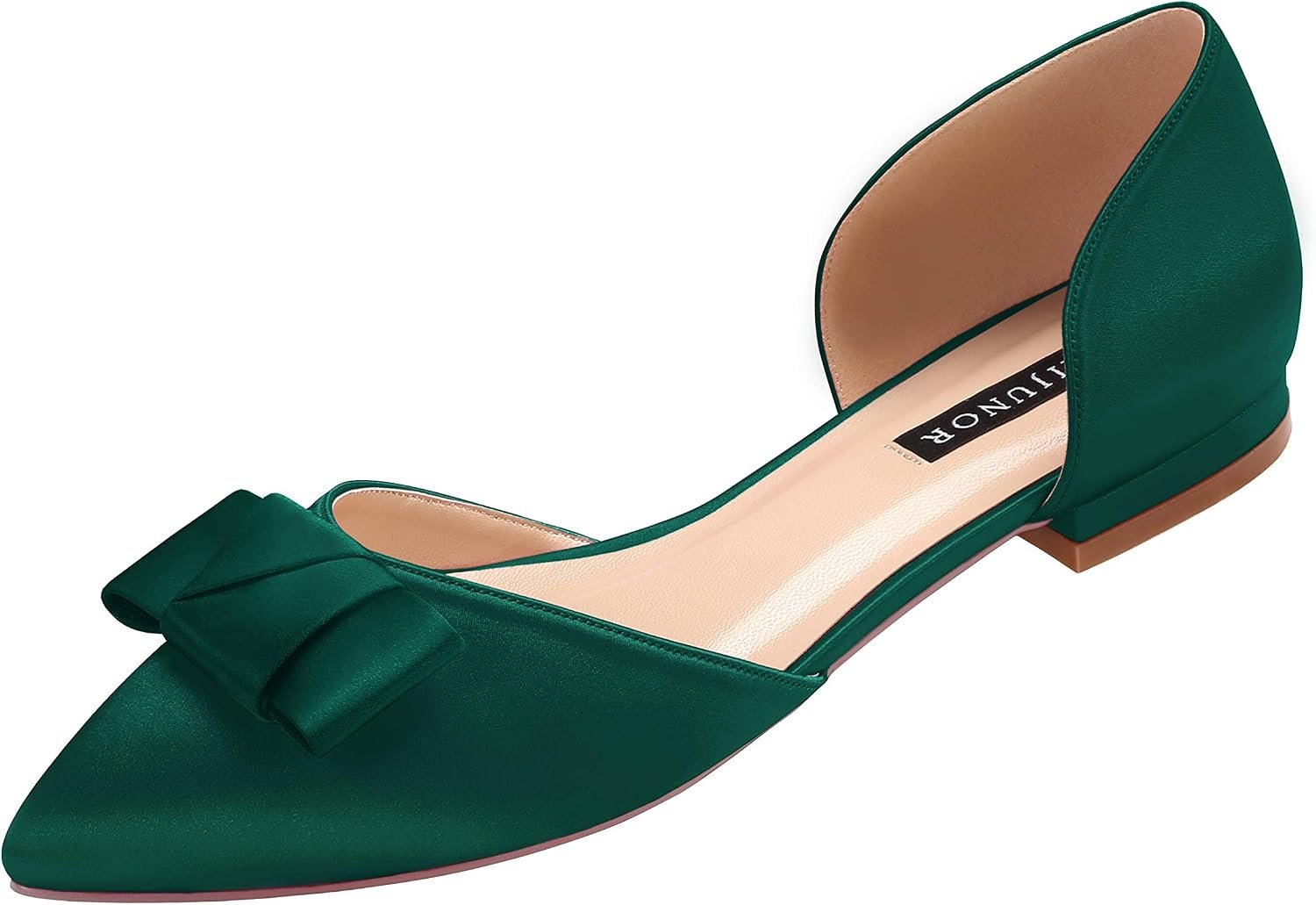 $43 ERIJUNOR sz 6 Comfortable Low Heel Wedding Shoes with Bow Knot D'orsay Pointy Toe Flats