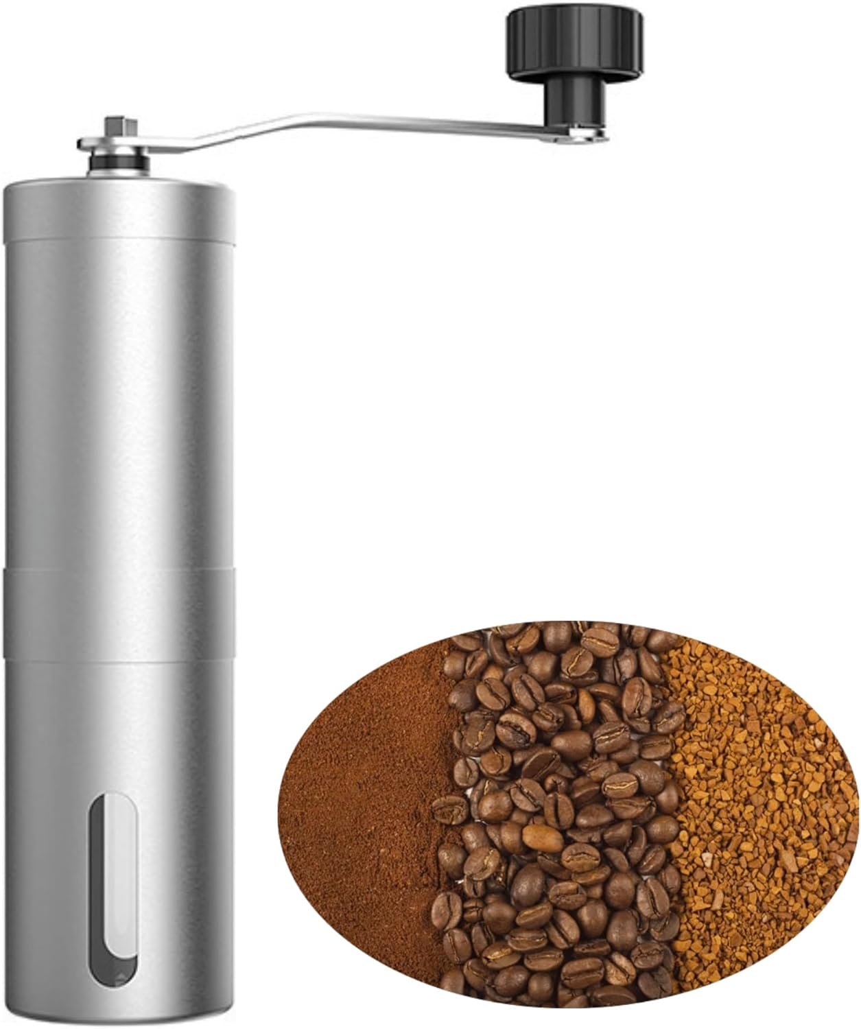 $15 Portable Manual Stainless Steel Coffee Grinder, Ceramic Conical Burr