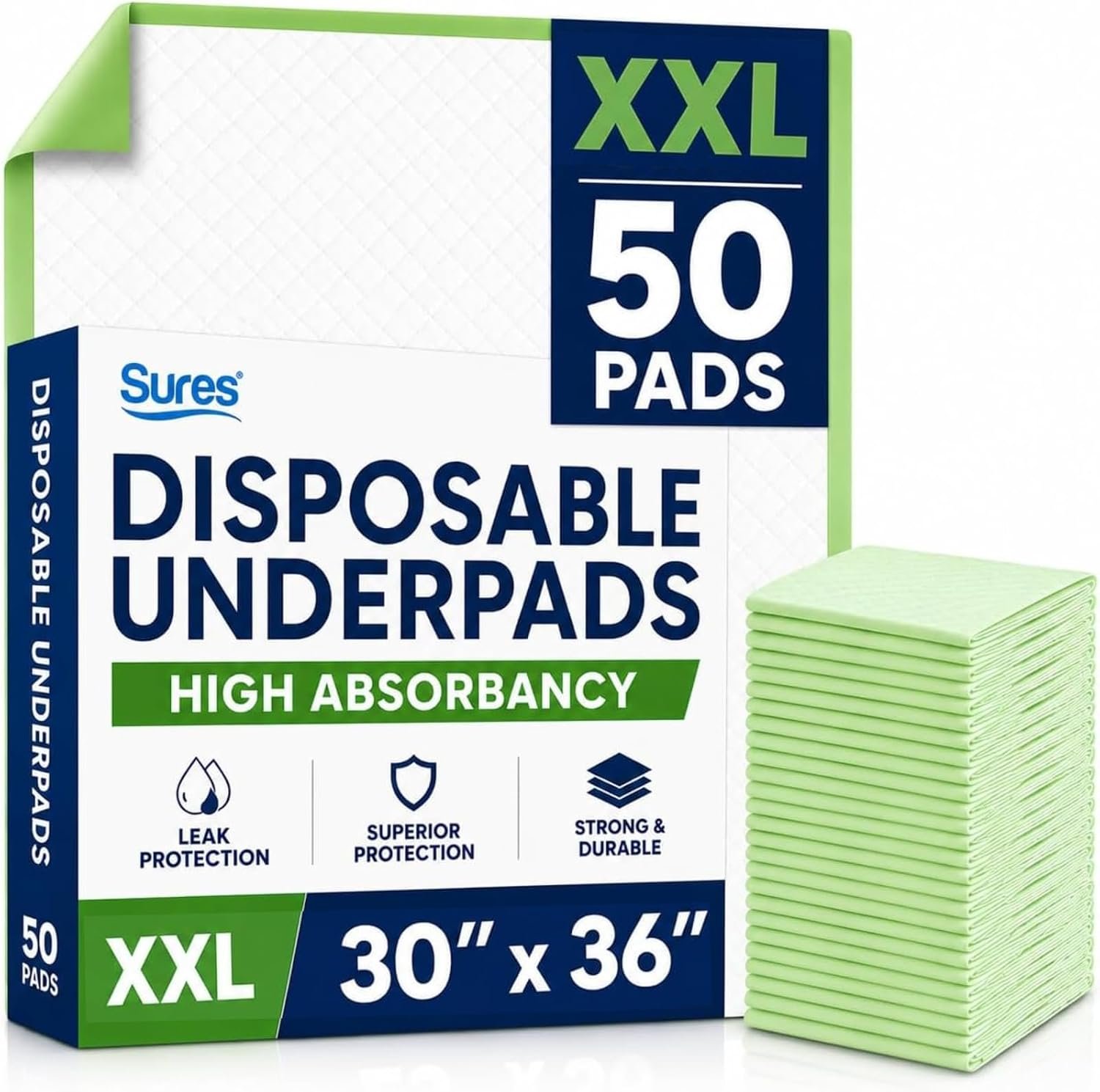 $40 Sures Disposable Incontinence Bed Pads for Adults - (30" x 36", 50 Count)