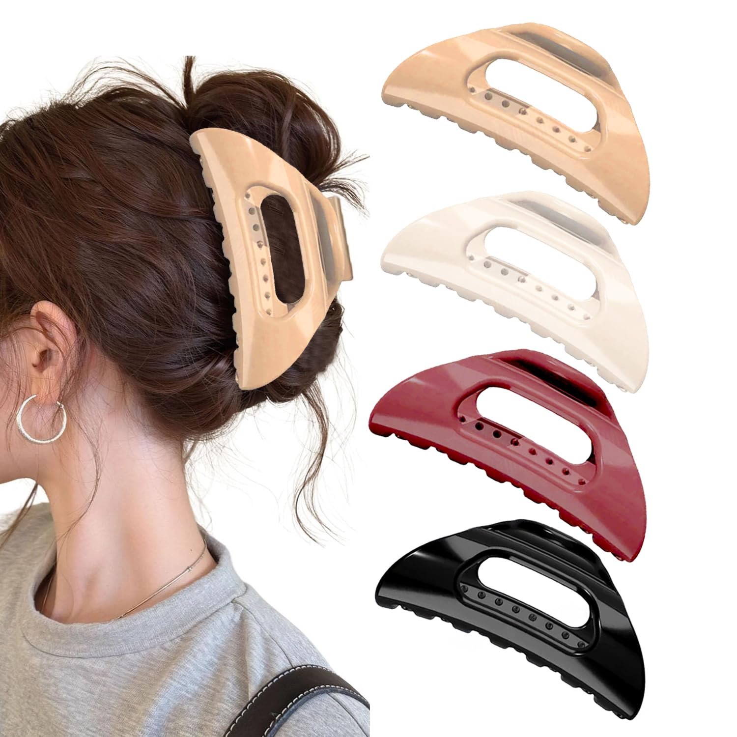 $7 Cloud Claw Clips,Cozy Hair Claw Clip for Women Soft Silicone Hair Clip Strong Hold No-Slip Grip Hair Clips for Thick Fine Hair 4 Pcs