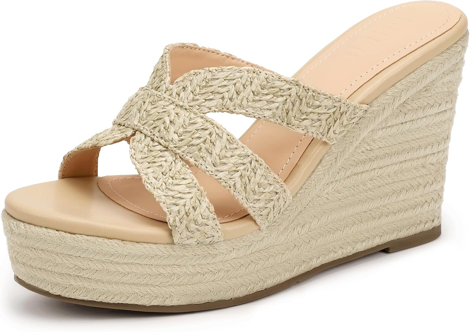$40 IDIFU IN4 sz 8 Wedge Sandals for Women Platform Espadrille Wedges Comfortable Slides Slip on High Heel Open Toe Shoes Casual Slippers Outdoor Beach Party Summer Sandals
