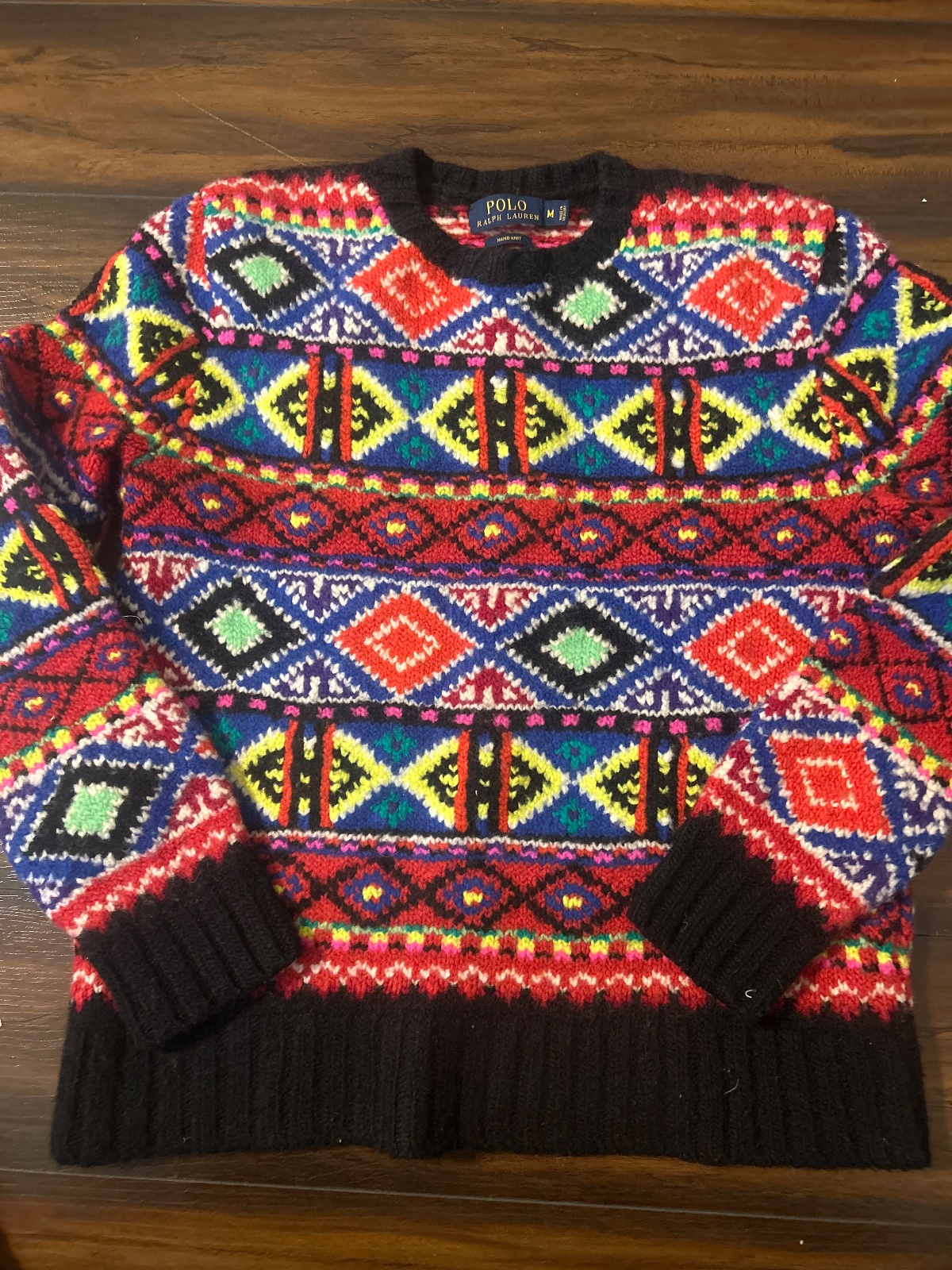 Polo Ralph Lauren Hand-Knit Multicolor Geometric Fair Isle Crewneck Sweater for Men's…