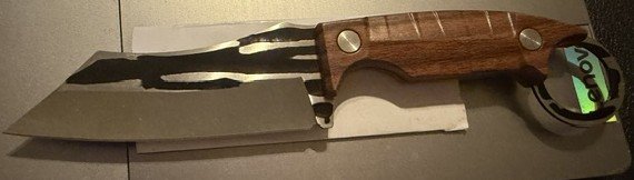 Handmade Fixed-Blade Cleaver Knife With Wood Scales