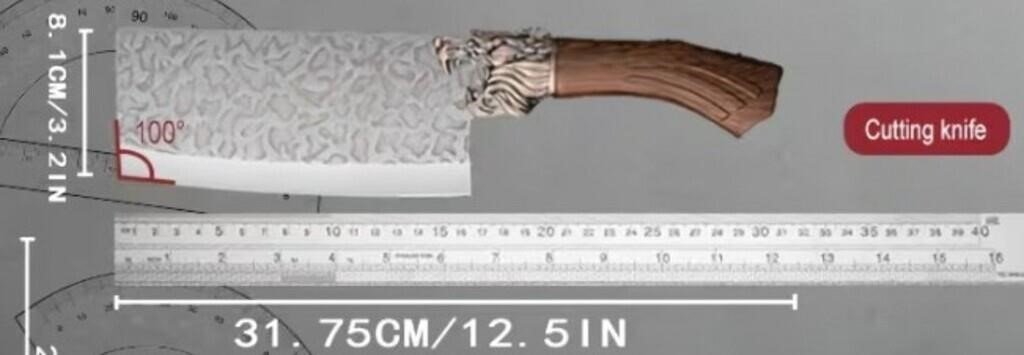 Hammered Cleaver With Dragon-Head Handle