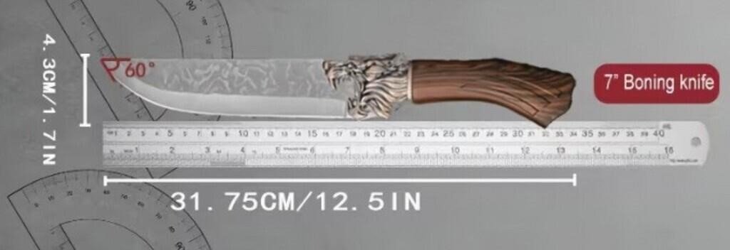 Lion-Head Bolster Boning Knife With Carved Handle