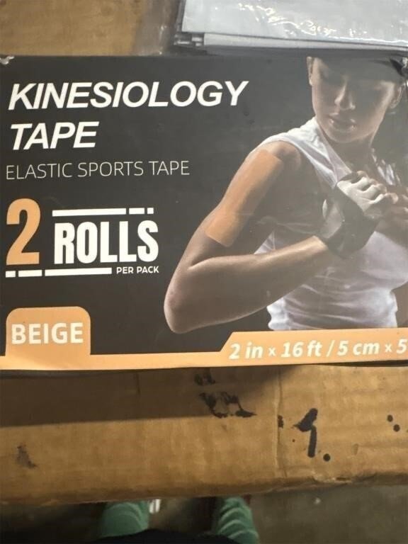 Kinesiology Elastic Sports Tape, Beige, 2 Rolls