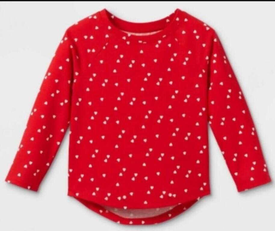 Toddler Red Heart-Print Long Sleeve Knit Top Size 2T