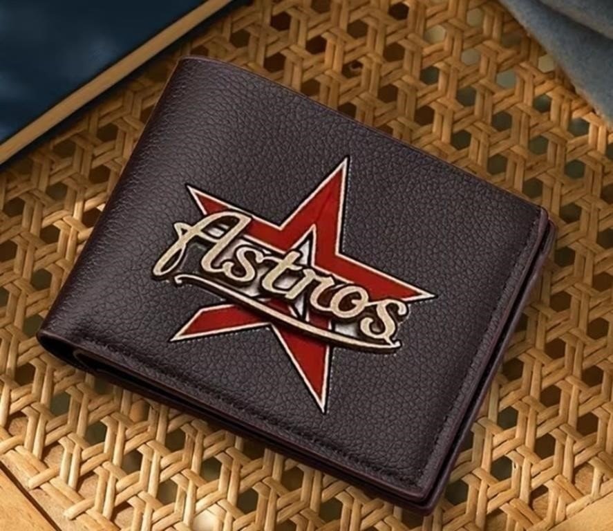 Houston Astros Logo Bifold Wallet, Brown Leather-Look