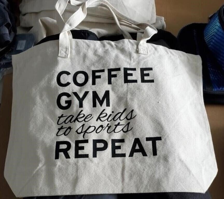 Natural Canvas Tote Bag with Black Printed Slogan