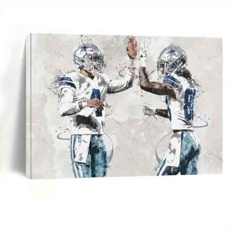 Dallas Cowboys Players Gallery-Wrapped Canvas Print Dak Prescott and CeeDee Lamb 11x17