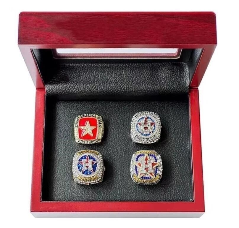 Houston Astros Replica Championship Ring Set, Four Rings w/Display Case