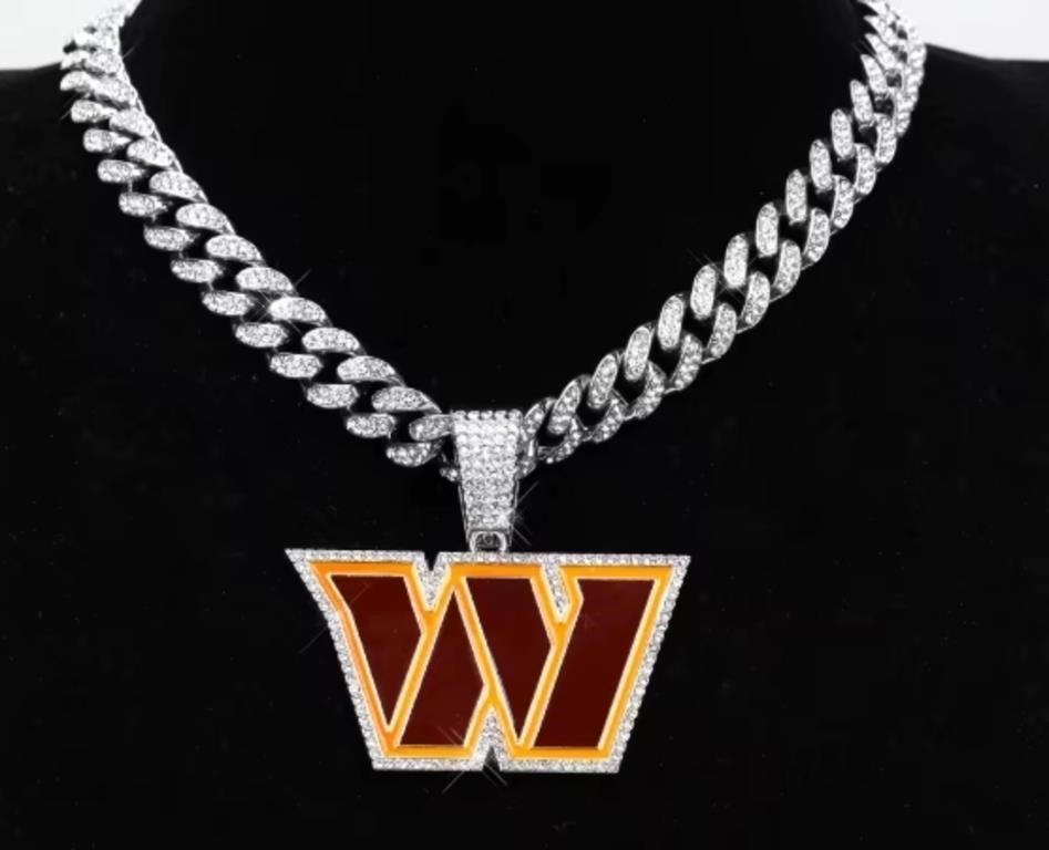 Washington Commanders Logo Pendant Cuban Link Chain Necklace for Washington Commanders