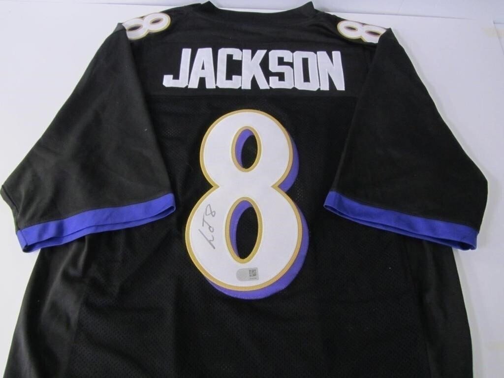 Signed Purple No. 8 Lamar Jackson Football Jersey w/COA