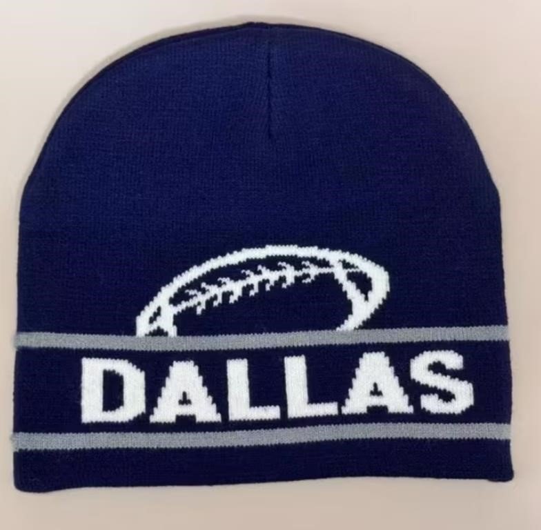 Dallas Football Knit Beanie, Navy and Silver