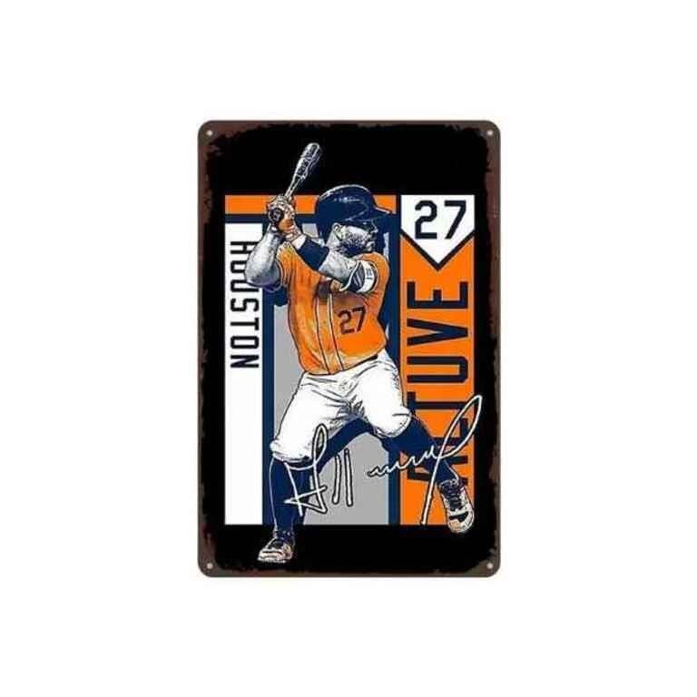 Houston Astros Jose Altuve Metal Wall Art Sign - 8x12 Inch Durable Iron Retro Sports Decor