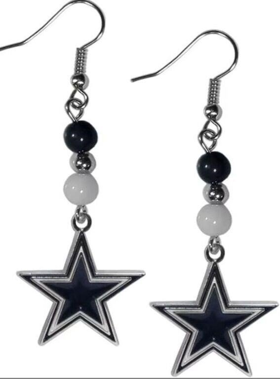 Dallas Cowboys Star Logo Beaded Dangle Earrings