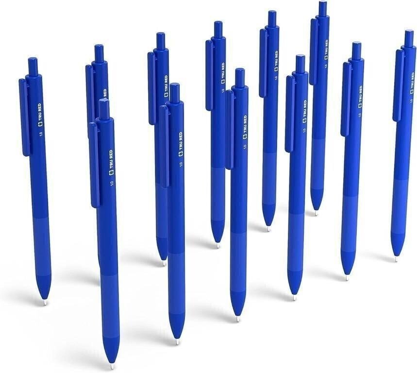TRU RED Blue Retractable Ballpoint Pens, Twelve