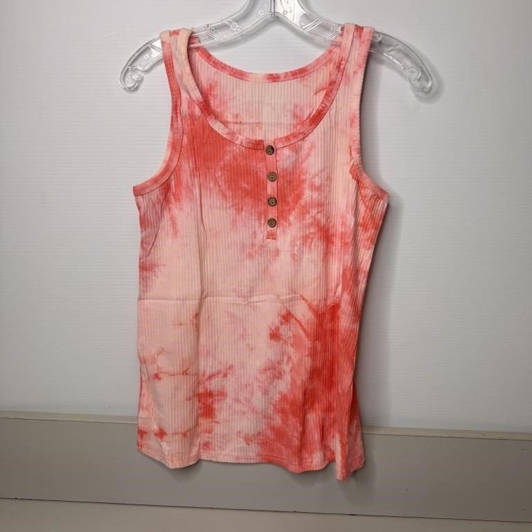 Pink Tie Dye Ribbed Tank Top Size Small
