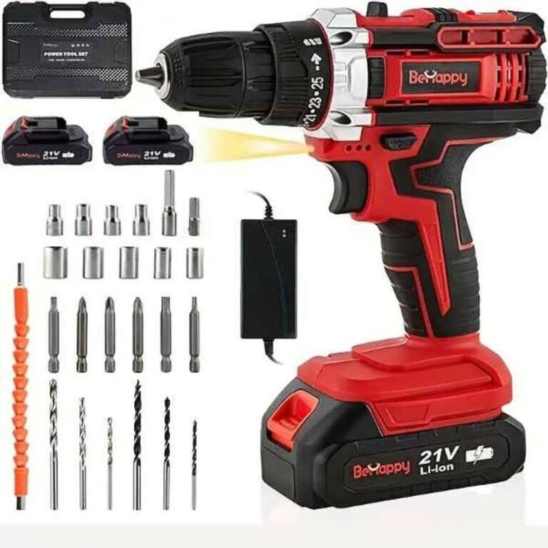 BeHappy 21V Cordless Drill Driver Set With Case