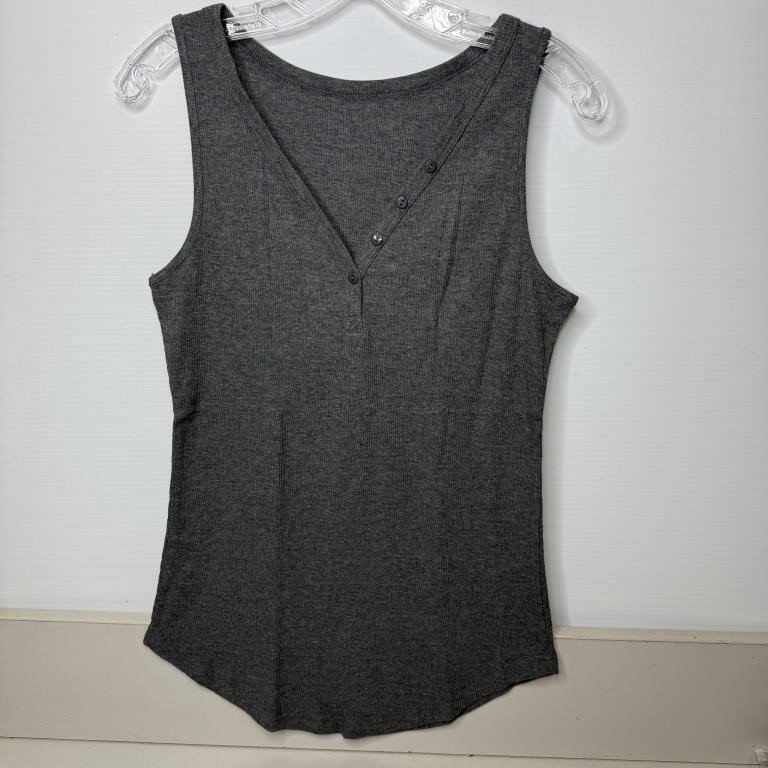 Dark Grey Ribbed Tank Top Size Small