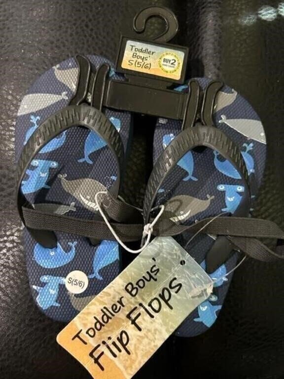 Toddler Boys' Whale Print Flip Flops, Size S (5/6)